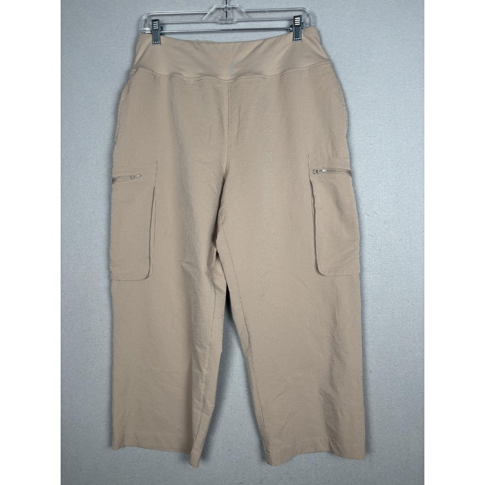 Sage Collective Pants Womens Large Beige Wide Leg Cargo Pull On Textured Stretch